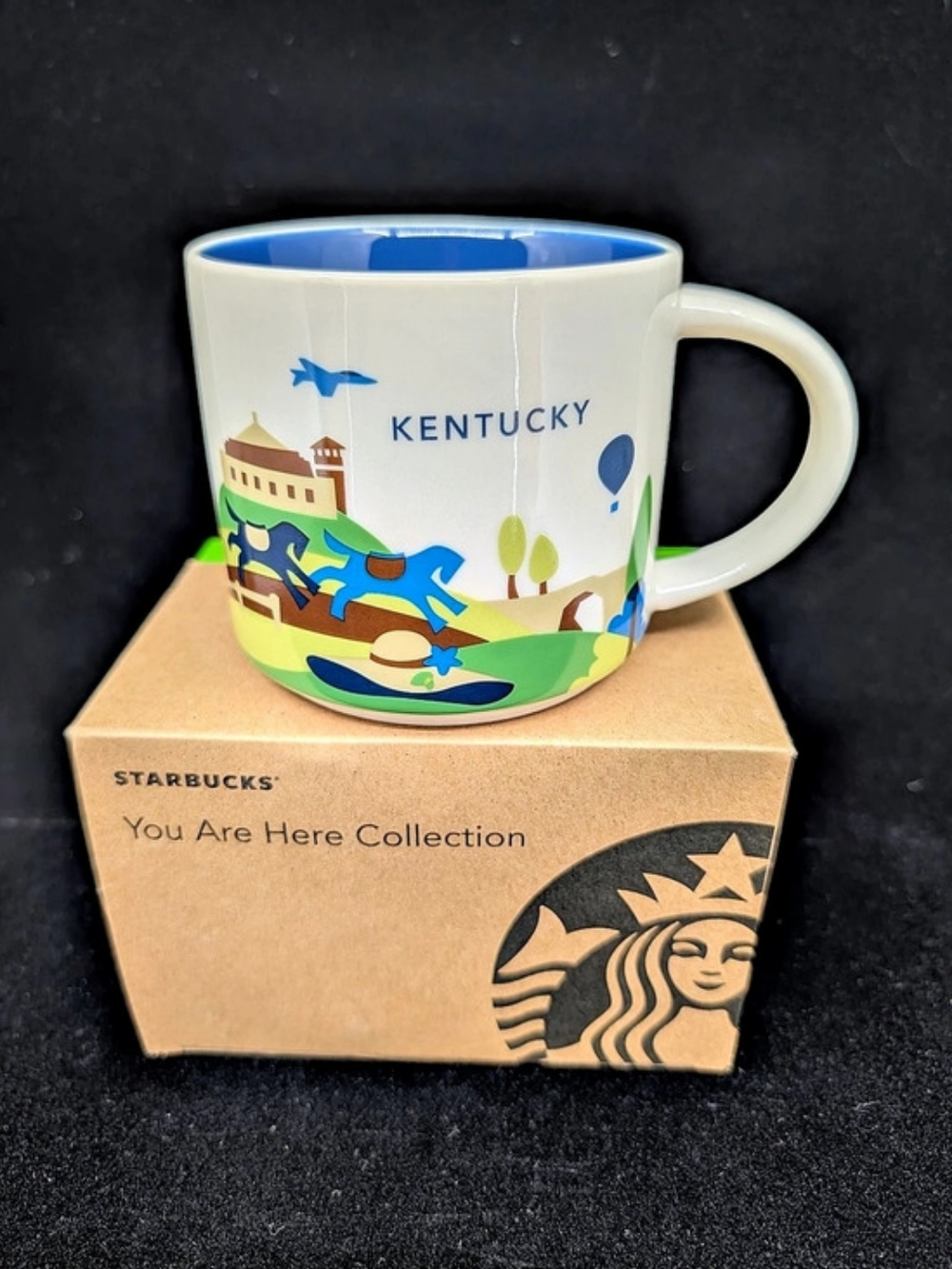 Starbucks Kentucky You Are Here Collection Ceramic Mug, White W/ Blue Interior
